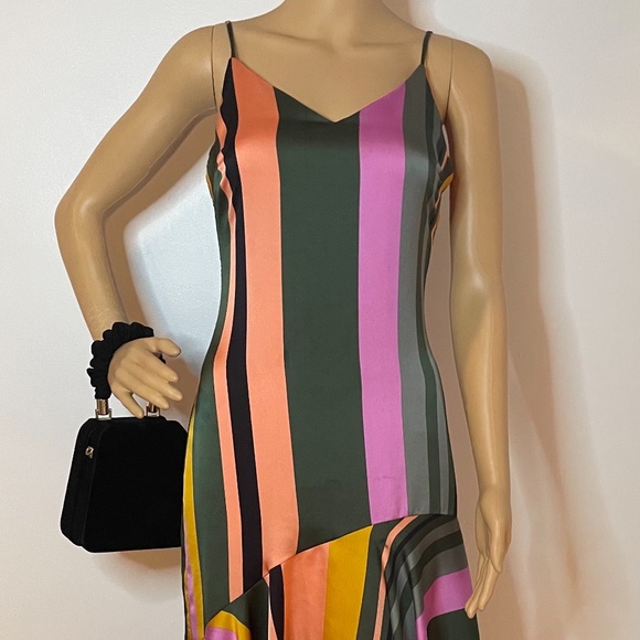 Midi ruffled striped spaghetti strap sheath flare! - Picture 2 of 12